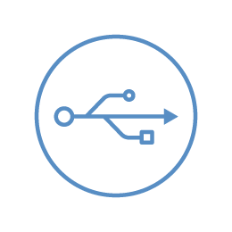 Outline graphic of USB symbol